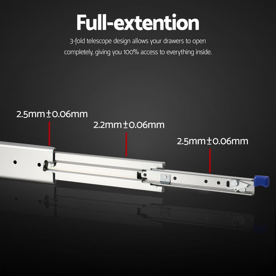 Giantz 2x Drawer Slides Full Extension Locking 227kg 1321-2642mm Length