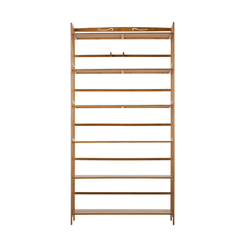 Oikiture 6-tier Bamboo Bookshelf Bookcase Adjustable Display Shelf