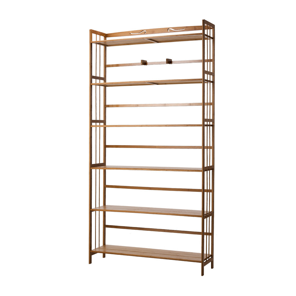 Oikiture 6-tier Bamboo Bookshelf Bookcase Adjustable Display Shelf