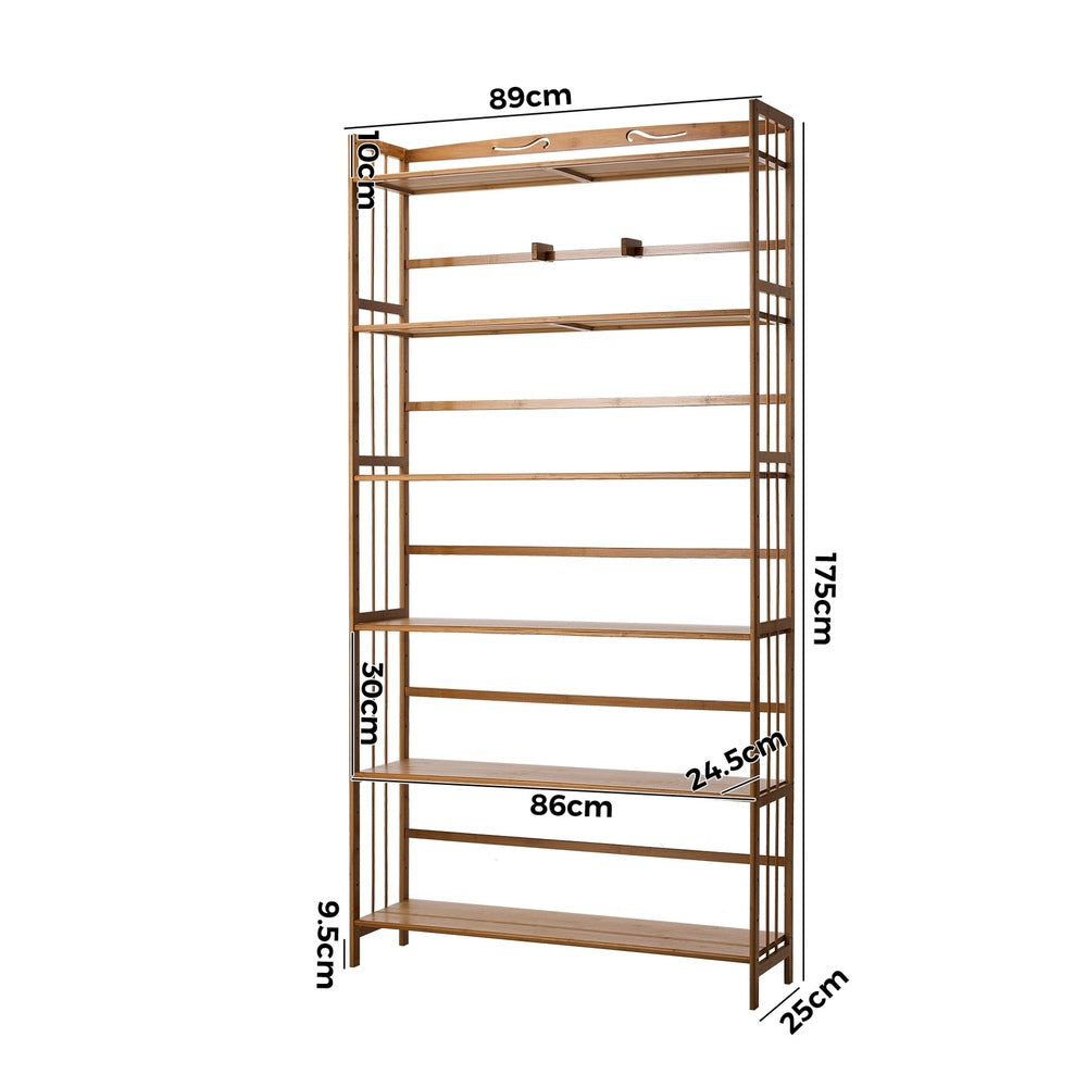Oikiture 6-tier Bamboo Bookshelf Bookcase Adjustable Display Shelf