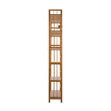 Oikiture 6-tier Bamboo Bookshelf Bookcase Adjustable Display Shelf