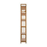 Oikiture 6-tier Bamboo Bookshelf Bookcase Adjustable Display Shelf - 45-Degree Angle