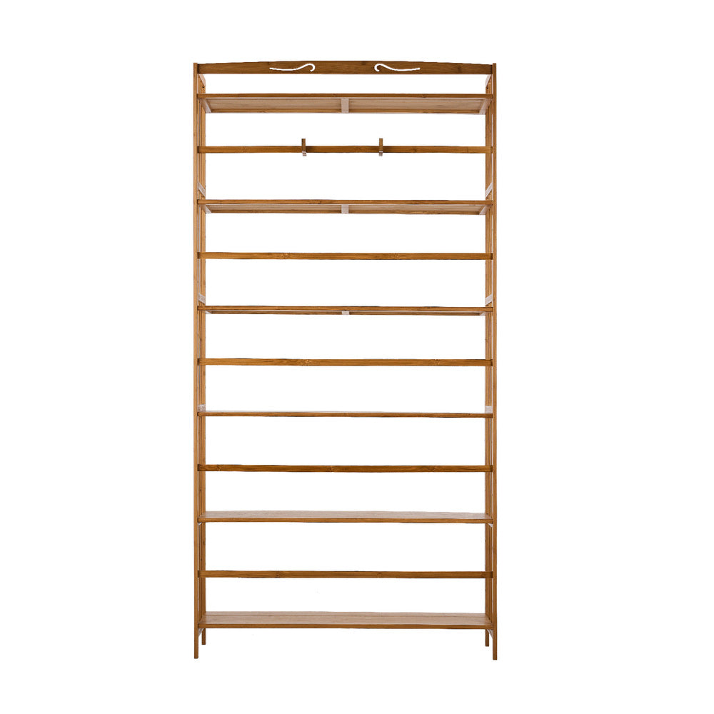 Oikiture 6-tier Bamboo Bookshelf Bookcase Adjustable Display Shelf
