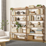 Oikiture 6-tier Bamboo Bookshelf Bookcase Adjustable Display Shelf