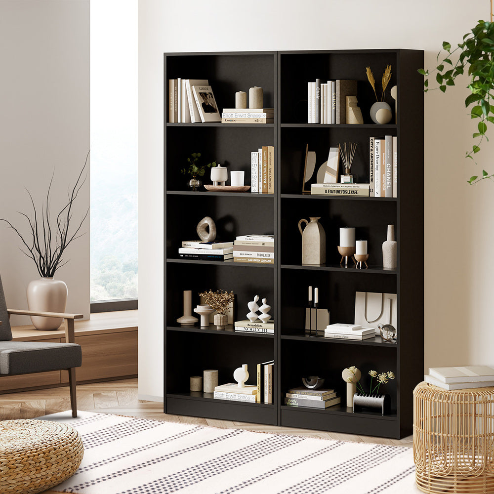 Oikiture Bookshelf Display Shelf 5-Tier Black