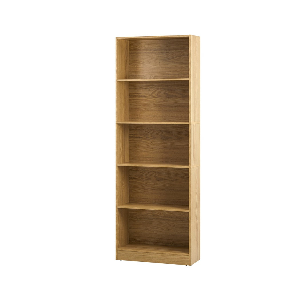 Oikiture Bookshelf Display Shelf 5-Tier Natural