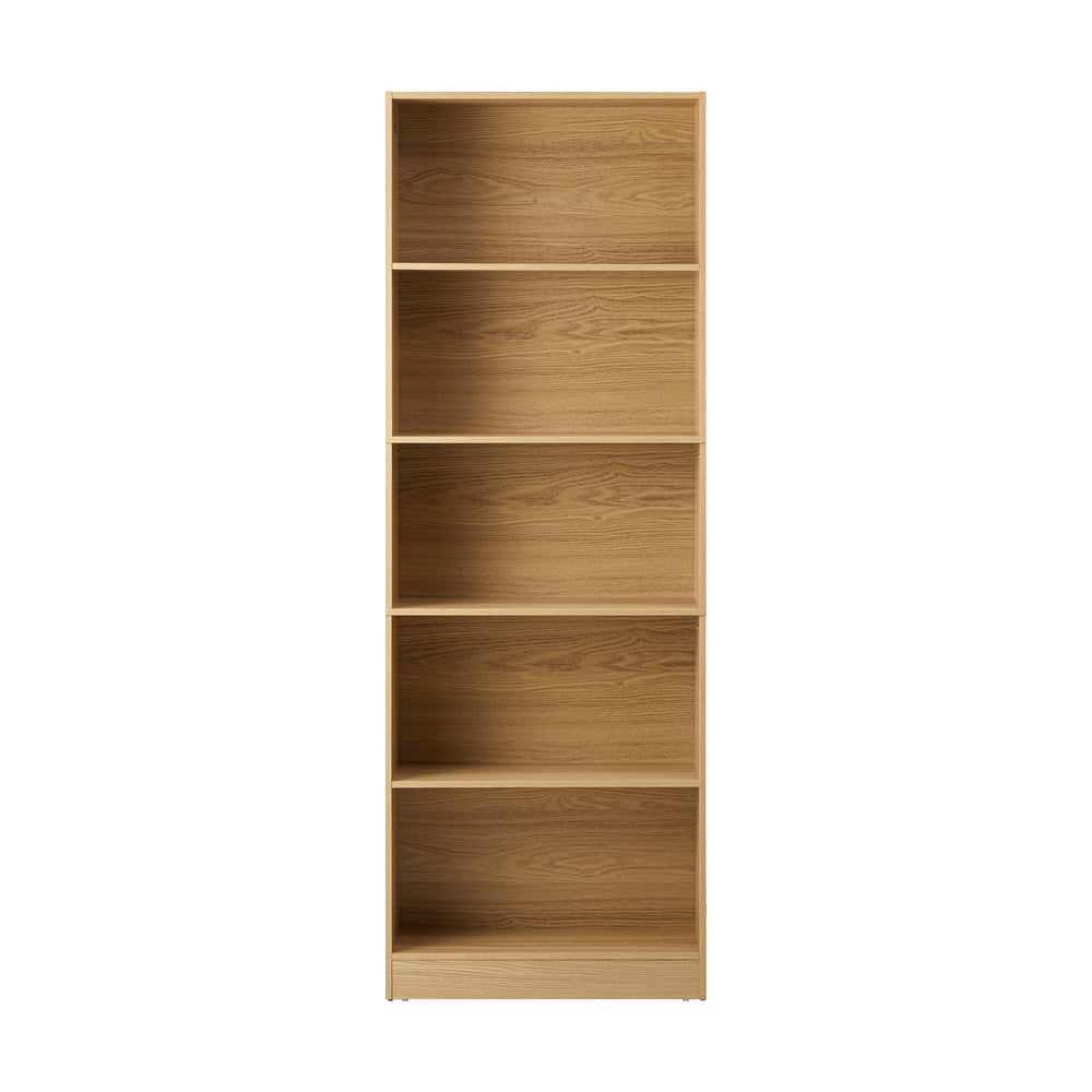 Oikiture Bookshelf Display Shelf 5-Tier Natural