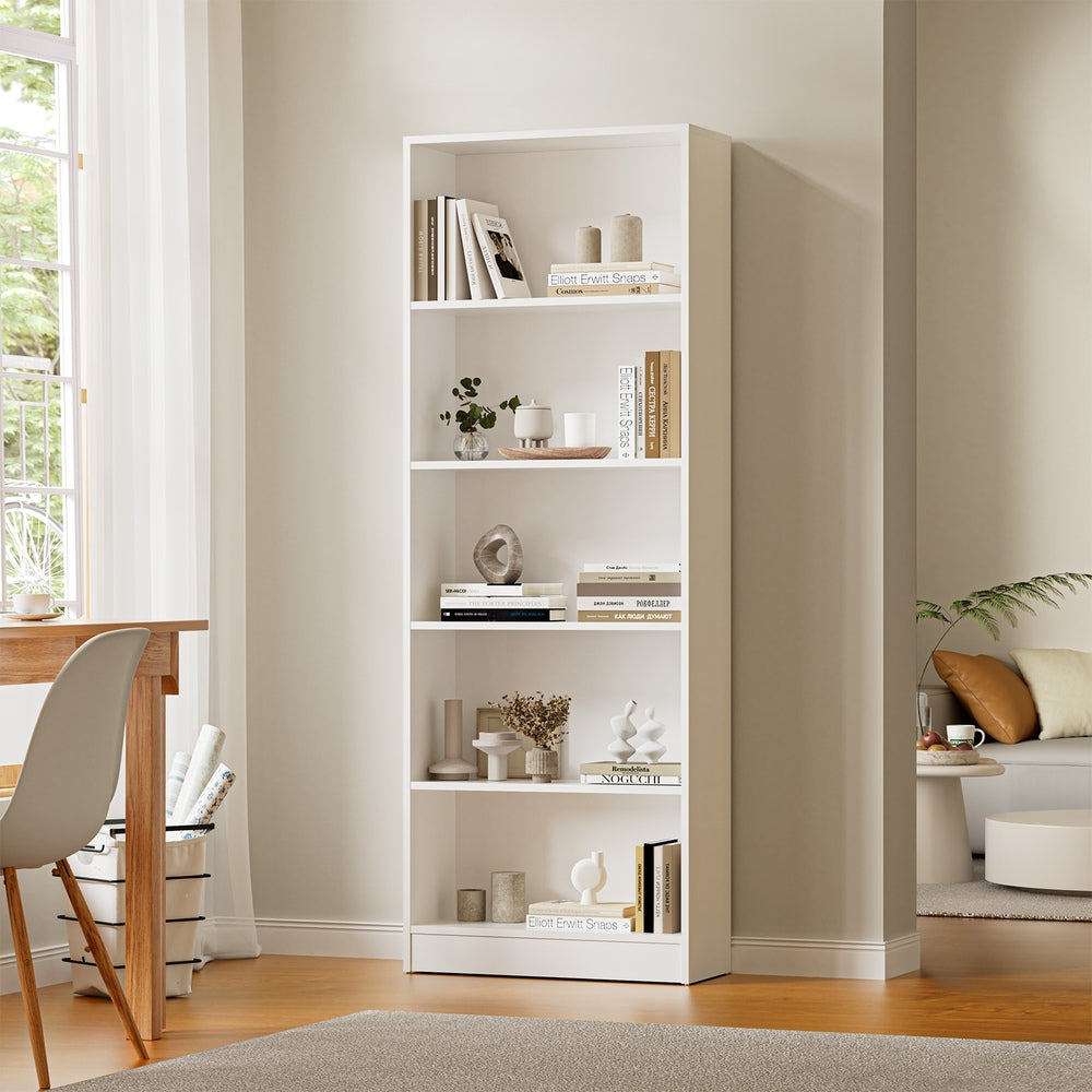 Oikiture Bookshelf Display Shelf 5-Tier White