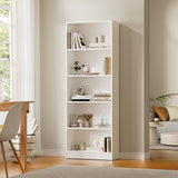 Oikiture Bookshelf Display Shelf 5-Tier White - Rear View