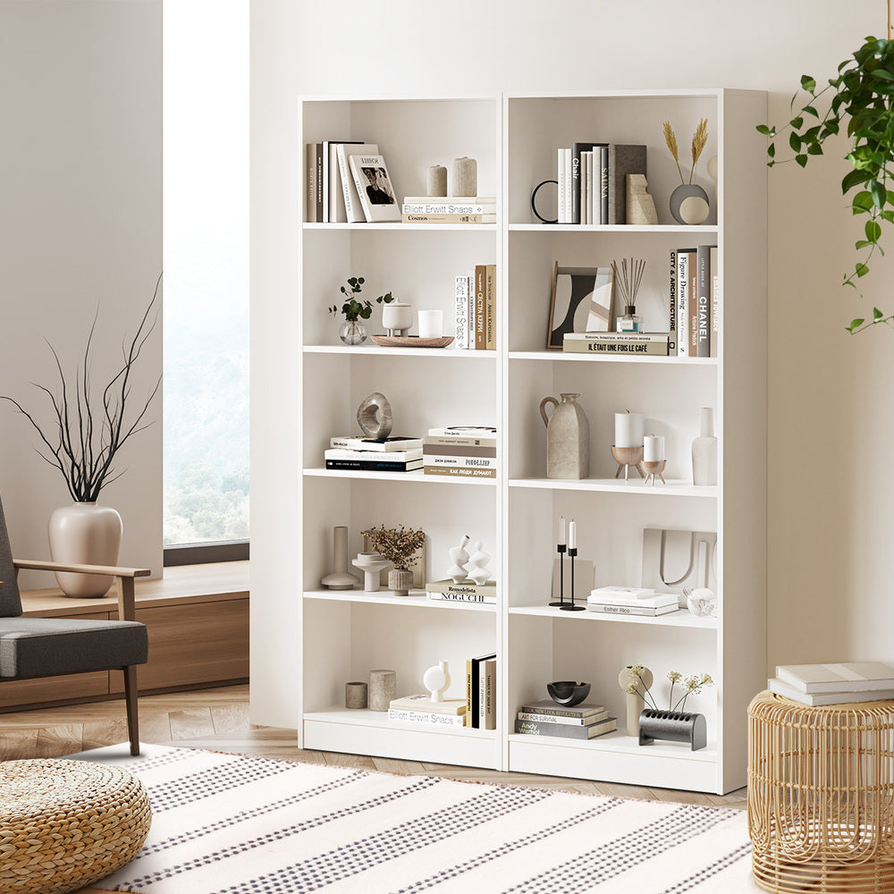 Oikiture Bookshelf Display Shelf 5-Tier White