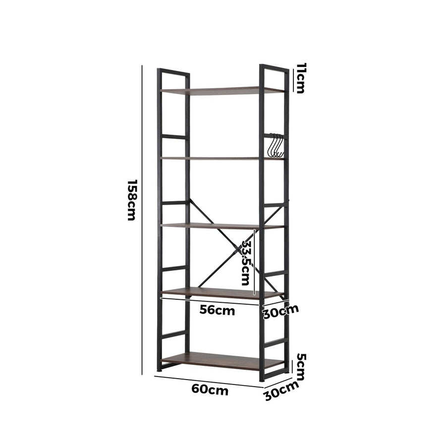 Oikiture Display Shelf 5-Tier Shelves Stand Rack 60CM