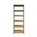 Oikiture Display Shelf 5 Tier Storage Shelves Black&Natural