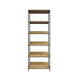 Oikiture Display Shelf 5 Tier Storage Shelves Black&Natural - Extra Image