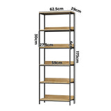 Oikiture Display Shelf 5 Tier Storage Shelves Black&Natural - Low Angle