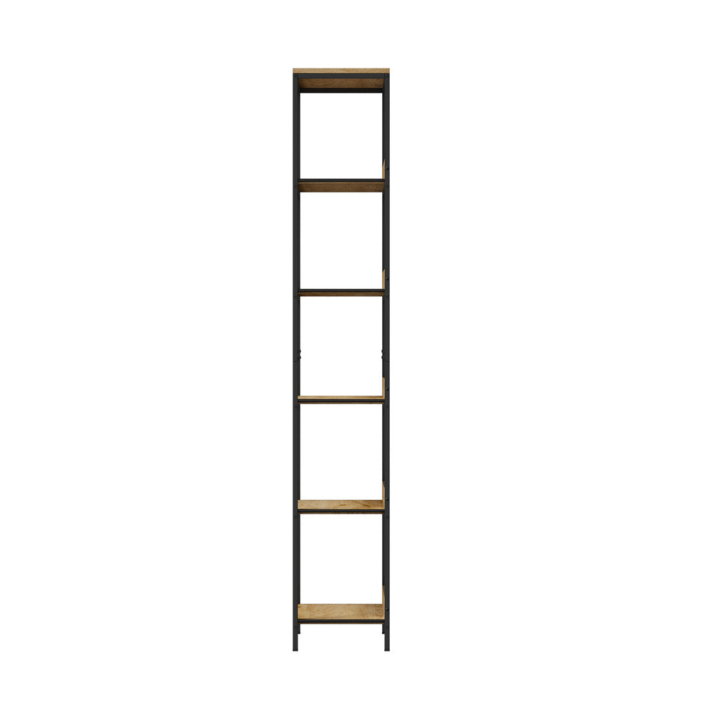 Oikiture Display Shelf 5 Tier Storage Shelves Black&Natural
