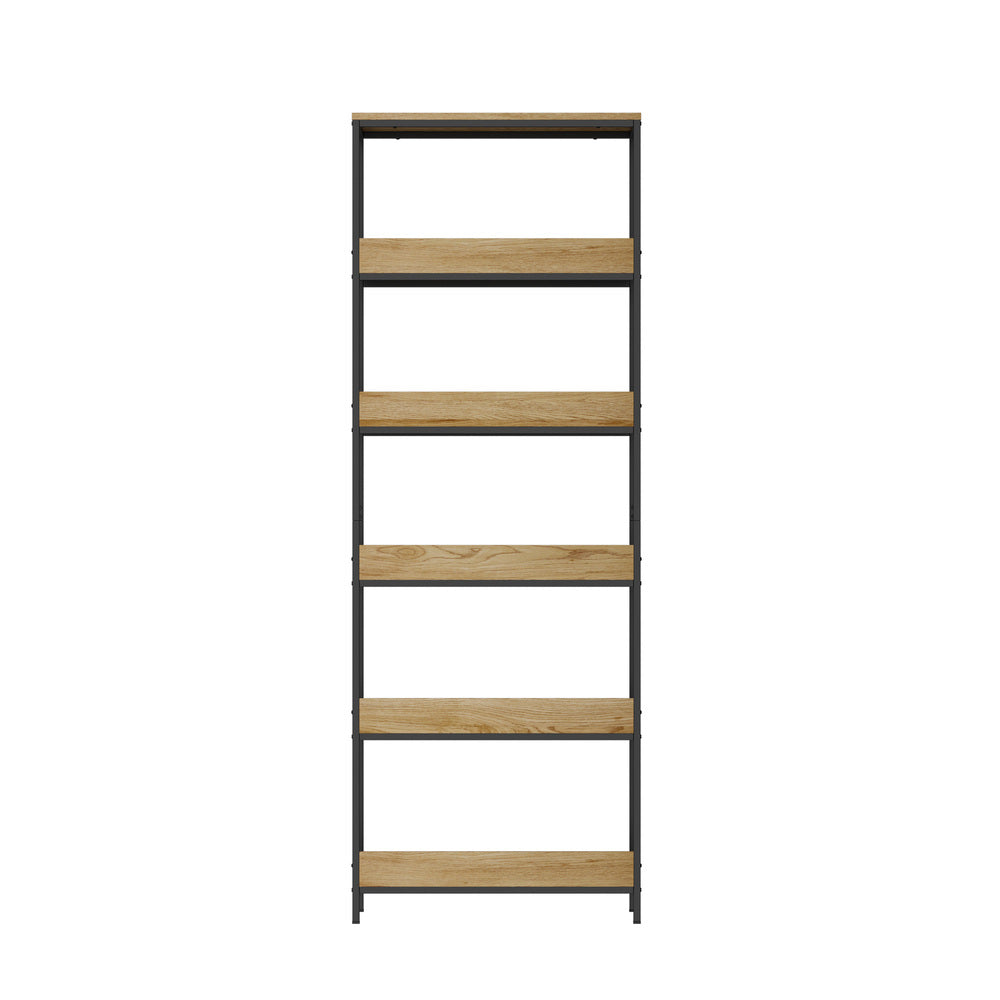 Oikiture Display Shelf 5 Tier Storage Shelves Black&Natural