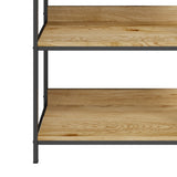 Oikiture Display Shelf 5 Tier Storage Shelves Black&Natural - Side View
