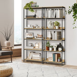 Oikiture Display Shelf 5 Tier Storage Shelves Black&Natural - Front View
