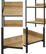 Oikiture Display Shelf 5 Tier Storage Shelves Black&Natural