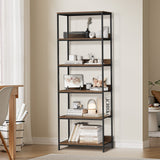 Oikiture Display Shelf 5 Tier Storage Shelves Black&Walnut - Extra Image