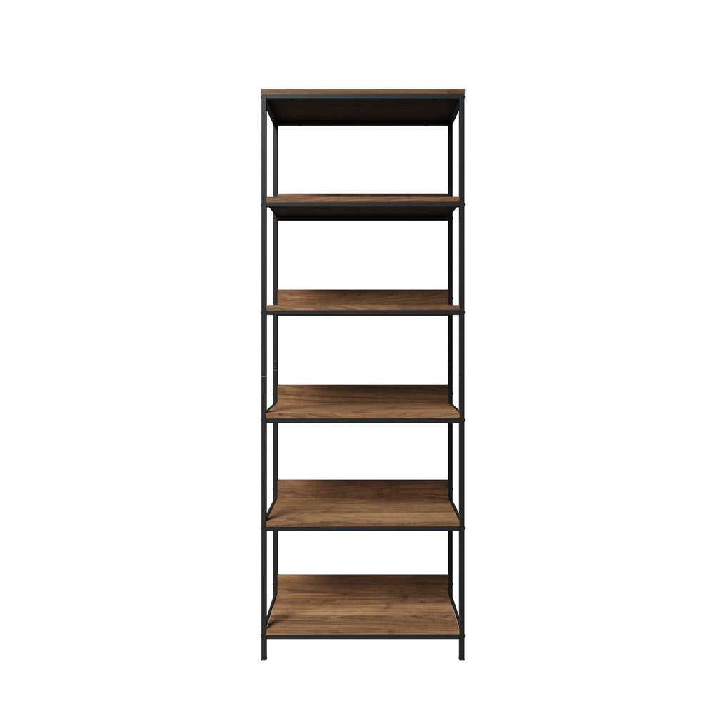Oikiture Display Shelf 5 Tier Storage Shelves Black&Walnut