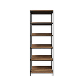 Oikiture Display Shelf 5 Tier Storage Shelves Black&Walnut - Rear View