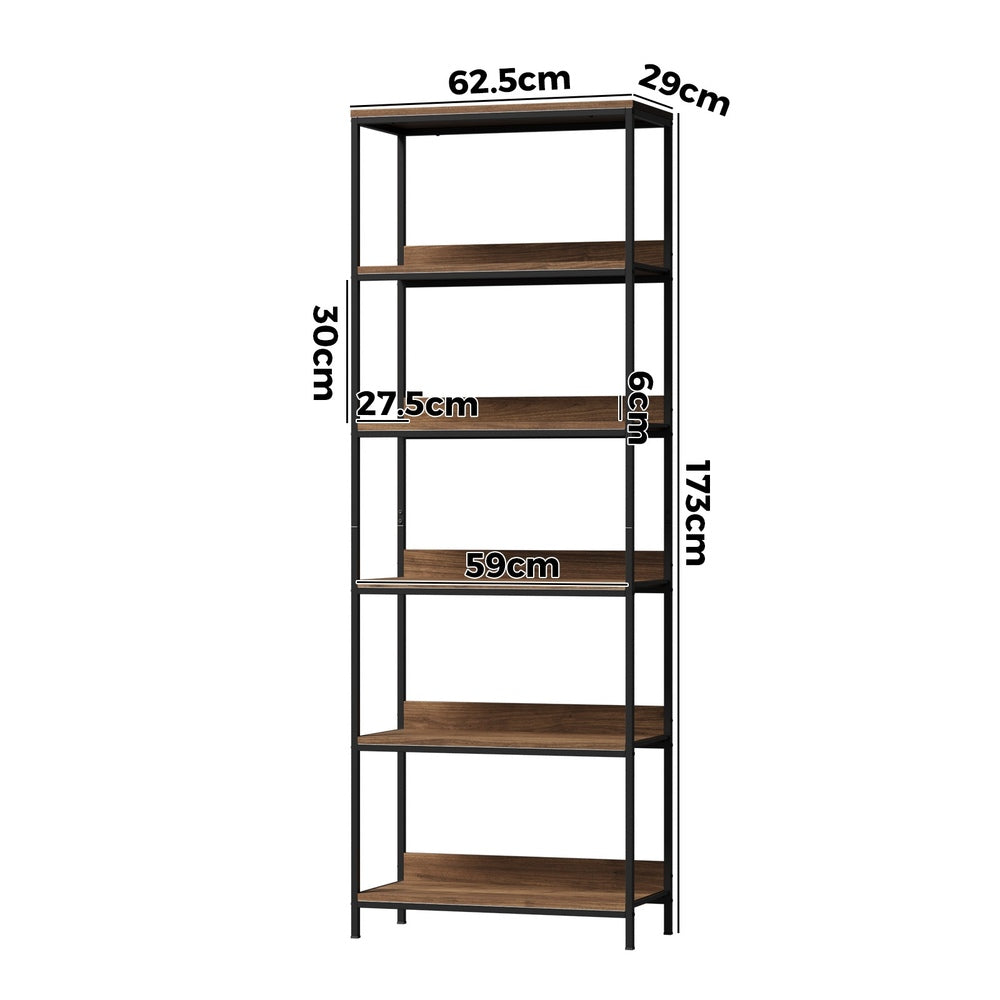 Oikiture Display Shelf 5 Tier Storage Shelves Black&Walnut