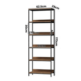 Oikiture Display Shelf 5 Tier Storage Shelves Black&Walnut - Side View