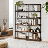 Oikiture Display Shelf 5 Tier Storage Shelves Black&Walnut - Low Angle
