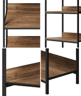 Oikiture Display Shelf 5 Tier Storage Shelves Black&Walnut - Extra Image
