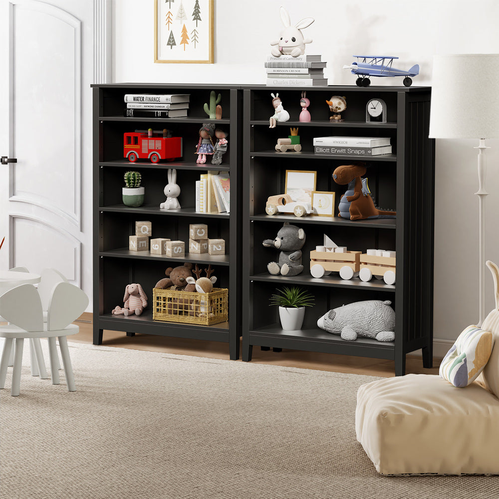 Oikiture Bookshelf Bookcase Display Shelf 5-Tier Storage Cabinet Black