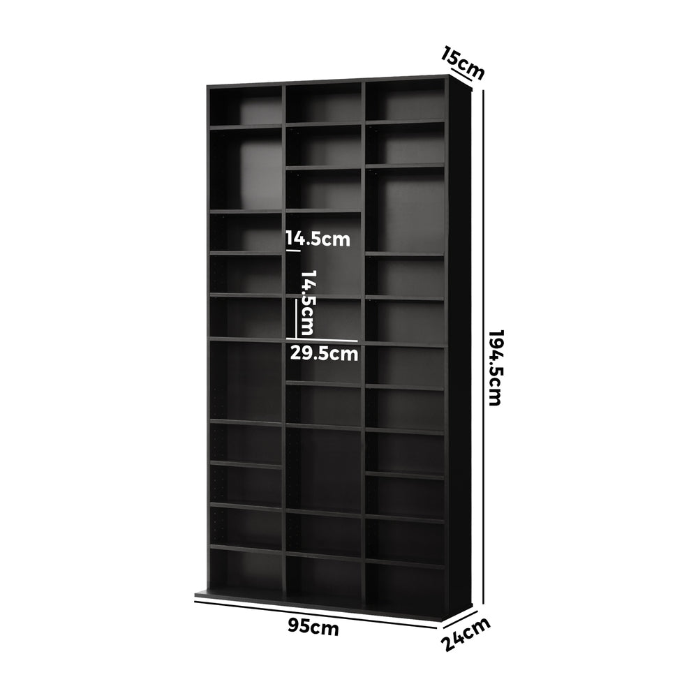 Oikiture Media Display Shelf 1044 CD/DVD Adjustable Black