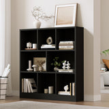 Oikiture Bookshelf Display Shelves Unit Storage Organizer Black