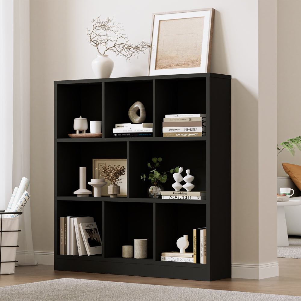 Oikiture Bookshelf Display Shelves Unit Storage Organizer Black