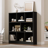 Oikiture Bookshelf Display Shelves Unit Storage Organizer Black - 45-Degree Angle