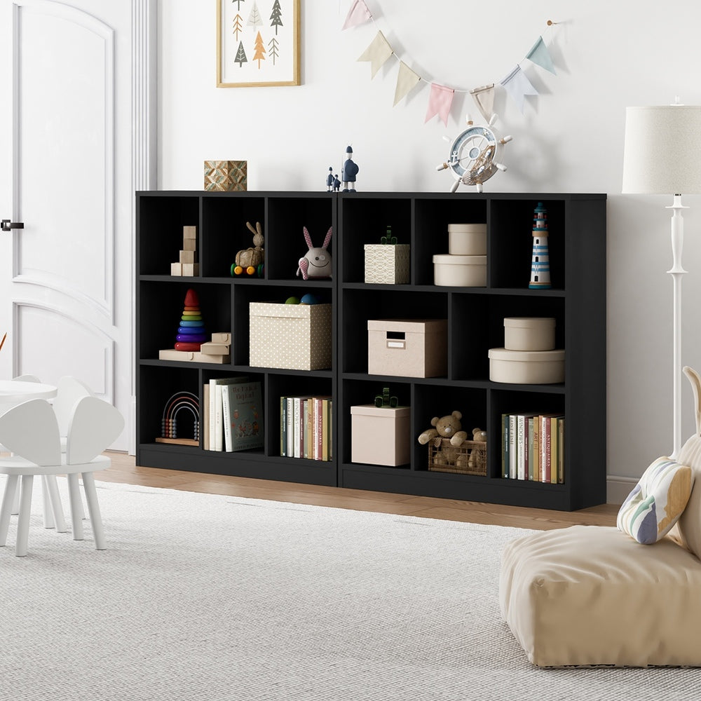 Oikiture Bookshelf Display Shelves Unit Storage Organizer Black