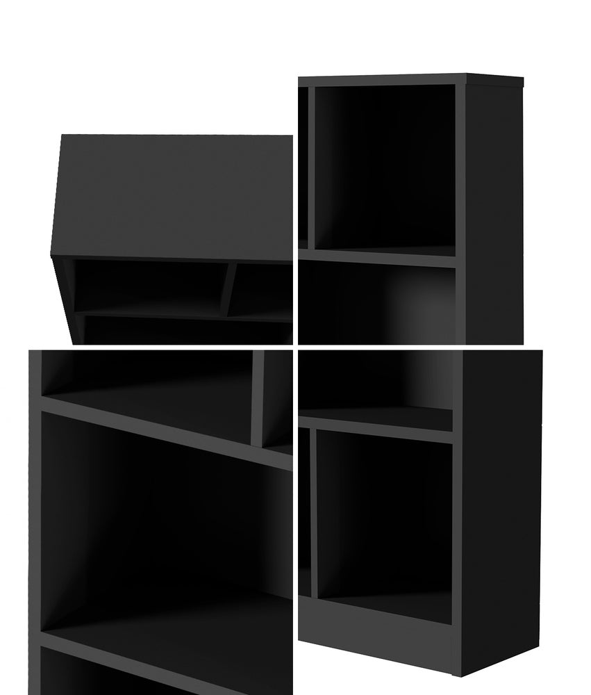Oikiture Bookshelf Display Shelves Unit Storage Organizer Black
