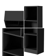 Oikiture Bookshelf Display Shelves Unit Storage Organizer Black - Front View