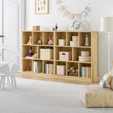Oikiture Bookshelf Display Shelves Unit Storage Organizer Natural