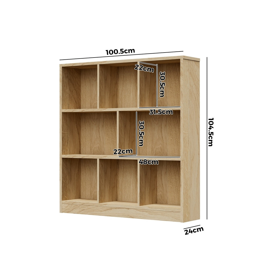 Oikiture Bookshelf Display Shelves Unit Storage Organizer Natural