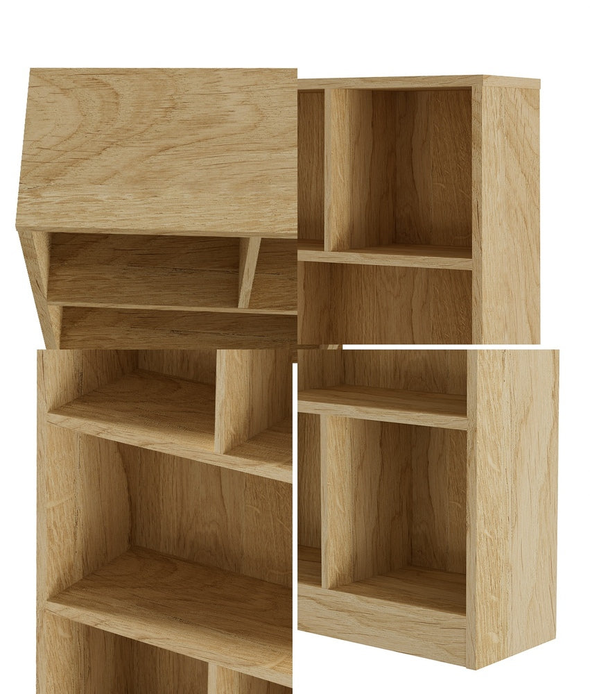 Oikiture Bookshelf Display Shelves Unit Storage Organizer Natural