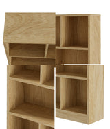 Oikiture Bookshelf Display Shelves Unit Storage Organizer Natural - Rear View