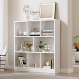Oikiture Bookshelf Display Shelves Unit Storage Organizer White
