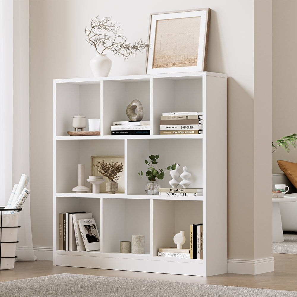 Oikiture Bookshelf Display Shelves Unit Storage Organizer White
