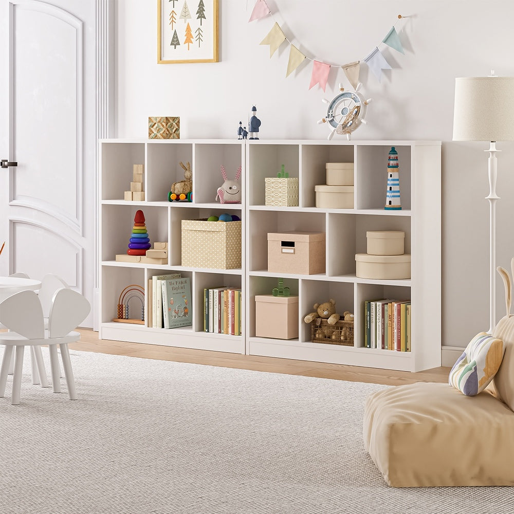 Oikiture Bookshelf Display Shelves Unit Storage Organizer White
