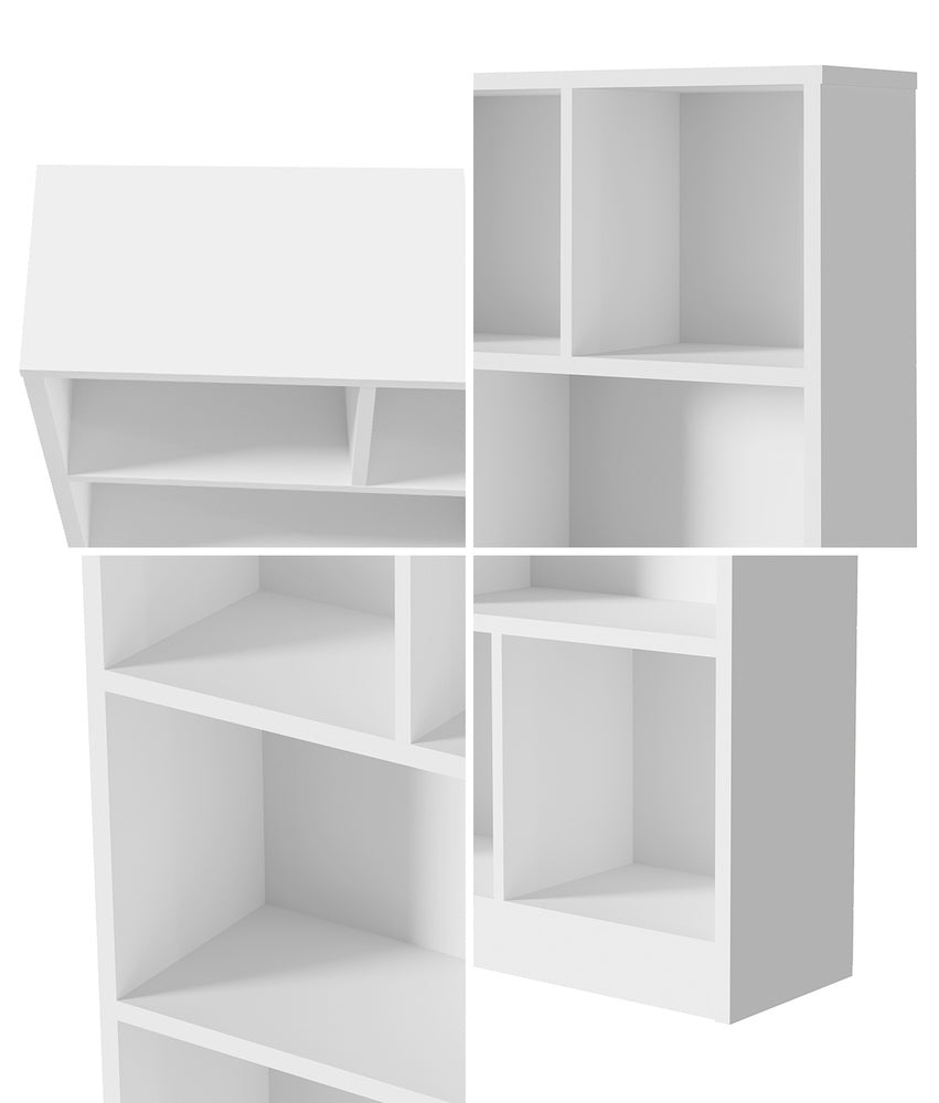 Oikiture Bookshelf Display Shelves Unit Storage Organizer White
