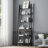 Oikiture Corner Ladder Shelf 6-Tier Display Rack Black - 45-Degree Angle