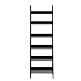 Oikiture Corner Ladder Shelf 6-Tier Display Rack Black - Front View
