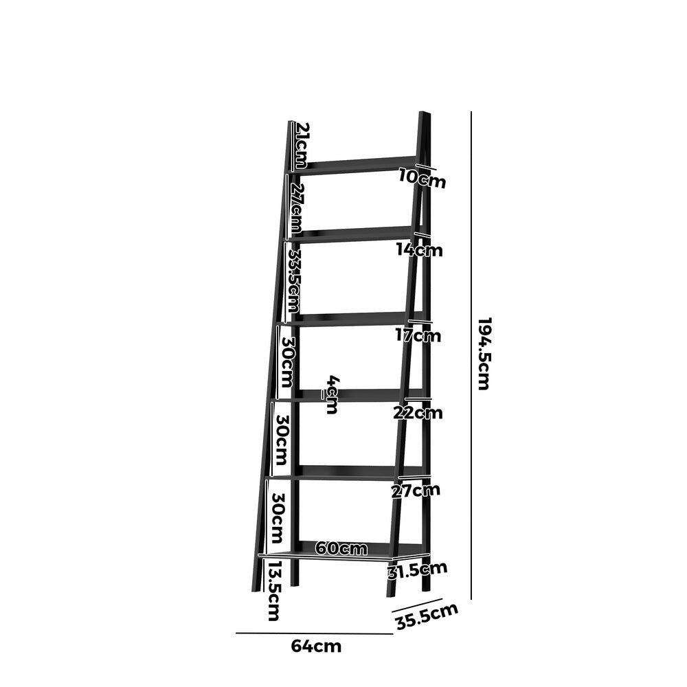 Oikiture Corner Ladder Shelf 6-Tier Display Rack Black