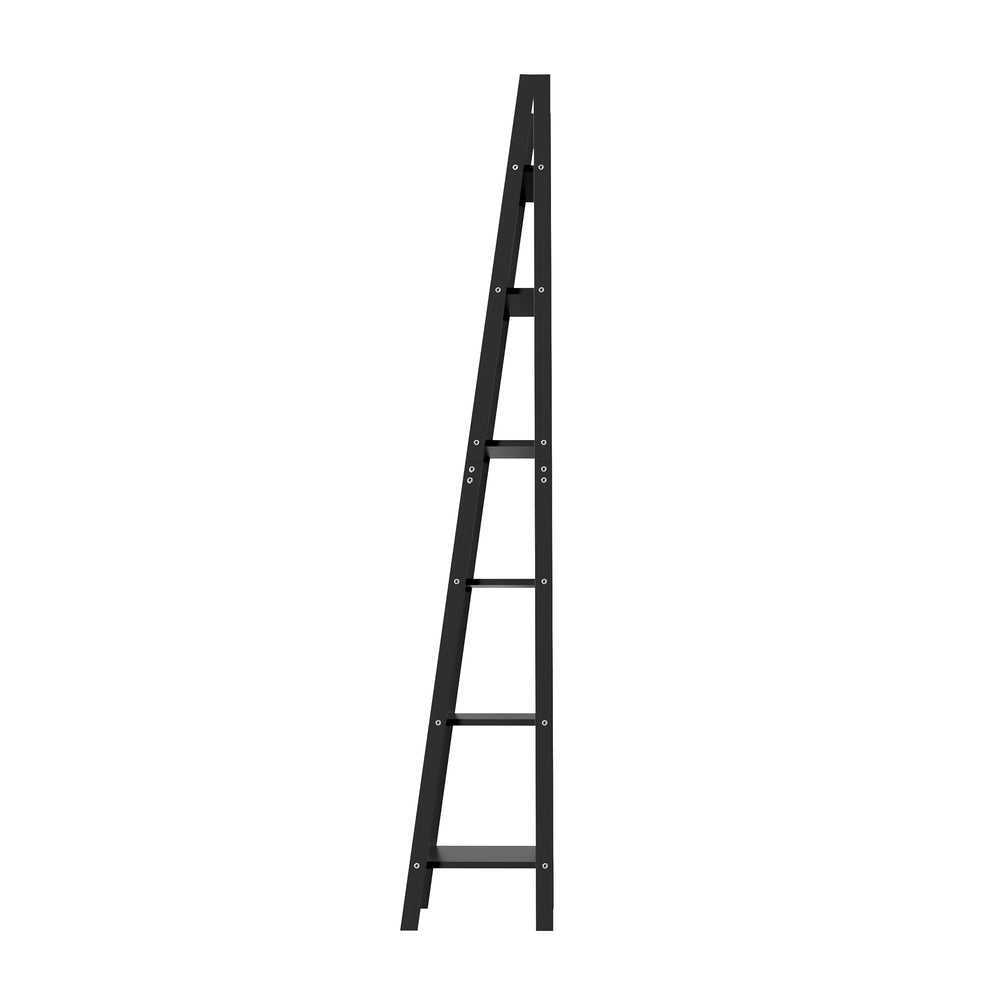 Oikiture Corner Ladder Shelf 6-Tier Display Rack Black